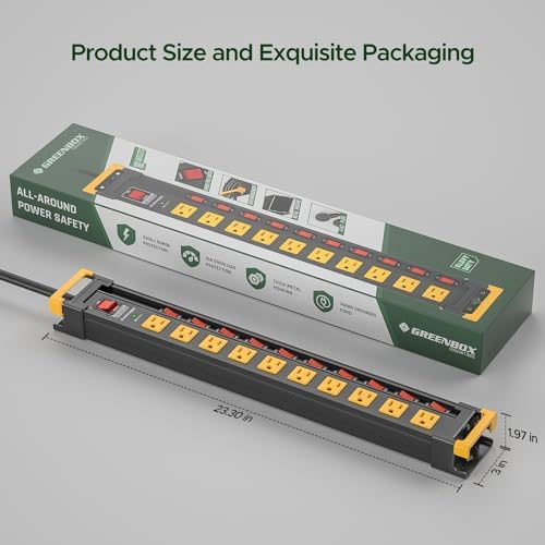 10 Outlet Heavy Duty Metal Surge Protector Power Strip