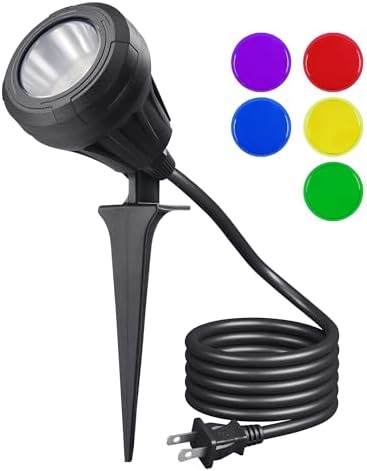 EDISHINE 120V Outdoor Spotlight, 5 Extra Lenses Waterproof Landscape Light