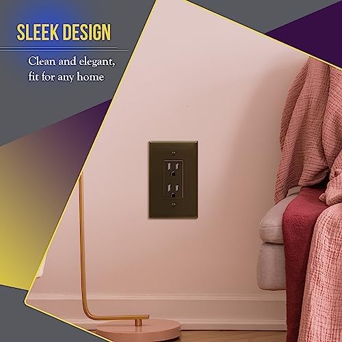 ENERLITES 1-Gang Brown Oversize Decorator Switch Outlet Wall Plate, 10 Pack