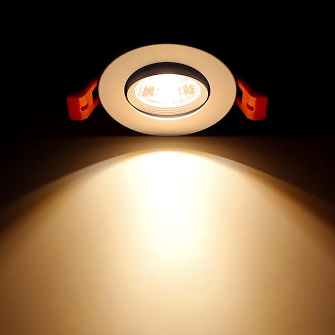 LightingWill 2Inch LED Recessed Ceiling Light, 3W Dimmable LED Downlight, 60 Beam Angle, Warm White 3000K-3500K, 25W Halogen Bulbs Equivalent, White, 1 Pack