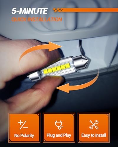 SEALIGHT 578 LED Bulb Super Bright 6500K White 212-2 569 6411 6418 6451 211-2 LED Bulb Interior Car Light 2025-Ceramic Chipset for Map Door License Plate Dome Light Bulb 41mm 42mm (Pack of 4)