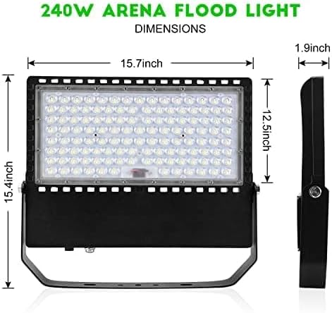 Juyace LED Stadium Flood Light Outdoor, 36000LM Super Bright Commercial Area Lighting, 240W 5000K Daylight IP65 Waterproof Arena Lights for Sport Fields and Courts, 110-277V（3 Pack