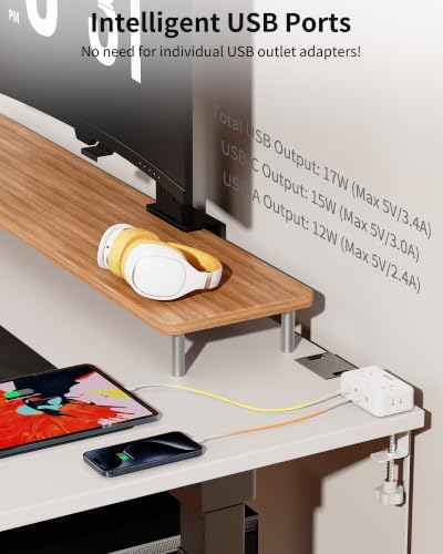 Desk Clamp Power Strip with 4 Outlets & 4USB, 6FT Extension Cord for Home