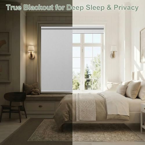 ZSHINE Motorized Blackout Roller Shades Remote Control Rechargeable(82164A)