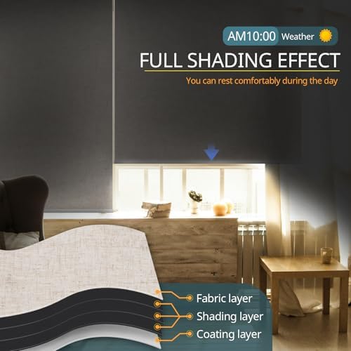 Motorized Blinds No Drill Automatic Blinds for Windows Cordless Roller Shades Electric Blinds with Remote Control Smart Blinds (Linen, 29 x 72)