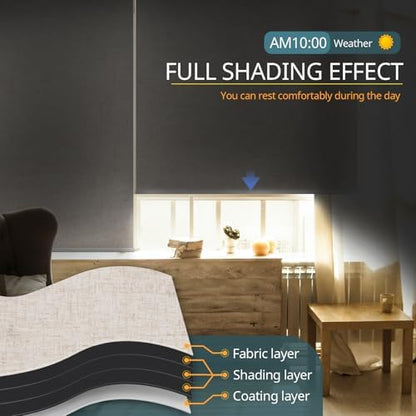Motorized Blinds No Drill Automatic Blinds for Windows Cordless Roller Shades Electric Blinds with Remote Control Smart Blinds (Linen, 29 x 72)