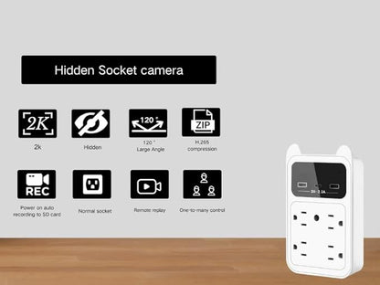 2026 Upgraded Outlet Camera - HD 2K Mini Wireless Nanny Cam Security Camera with Motion Detection - 120° Wide Angle for Discreet Home Indoor Security (White)