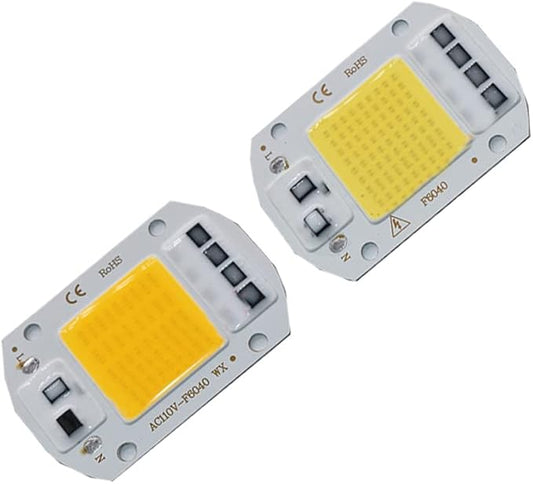 SaiDian 2Pcs LED Chip Light COB Chip 50W AC 110V Driverless High Power Positive White Light Engine Integrated Smart IC Driver