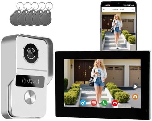 2 Wired Video Intercom System, 7 Inches Video Doorbell Camera with Monitor, Wired Video Door Phone HD Camera Kits Support tuya, Two Way Talk, Video Recording, Remote Unlock for Smart Home