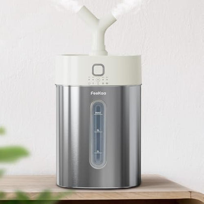 Feekaa Stainless Steel Humidifier, 4L/1Gal Cool Mist Humidifiers for Bedroom up to 500 sq ft, Easy Clean Dishwasher Safe Humidifiers for Baby, Humidifier Large Room Nursery Living Room Office, White