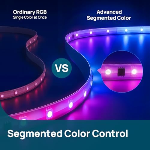 Linkind 10ft Smart LED Strip Lights - AuraScape Segmented Color Changing WiFi Light Strip - Compatible with Alexa & Google Home - DIY Dynamic Lighting for Bedroom, Living Room, Gaming Setup & Kitchen