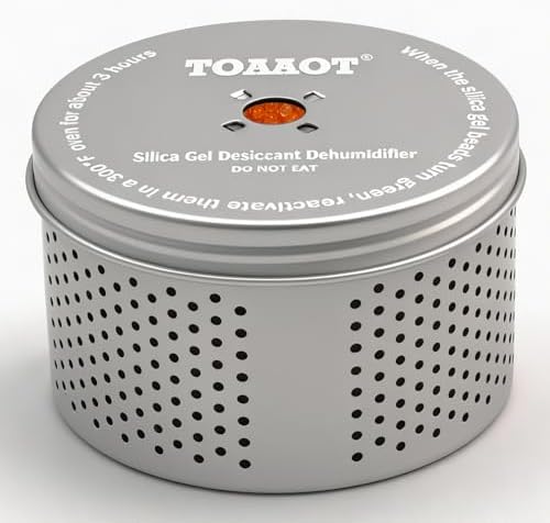 Gun Safe Dehumidifier, Moisture Absorber, 200g Small Silica Gel Desiccant Canister for Gun Cabinets & Safes, Aluminum Shell, Reusable