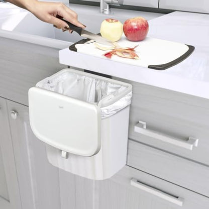 Glad Roomate Under Counter Waste Bin | Space Saving Small Trash Can for Kitchen Cabinet, Bathroom or Office | Dual Lid for Ease of Opening, 7 Liter, White, 7L (Pack of 2)