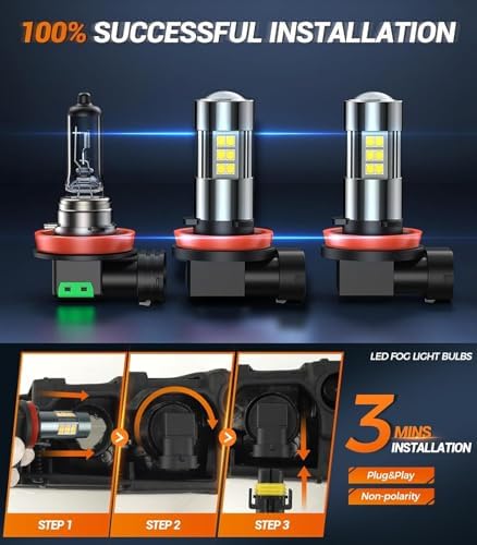 SEALIGHT 9005/HB3 H8/H9/H11 Light Bulb Combo and H11 Fog Lights, 100,000LM Ultra-Bright 6500K 9005 H11 Bulbs with Cooling Fan, 360° Illumination True Plug N Play, Non-polarity, Pack of 6