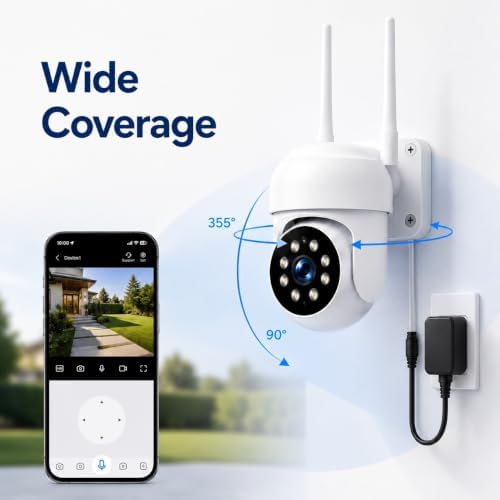 Camcamp Security Camera Wireless Outdoor, 1080P PTZ WiFi with Auto Tracking