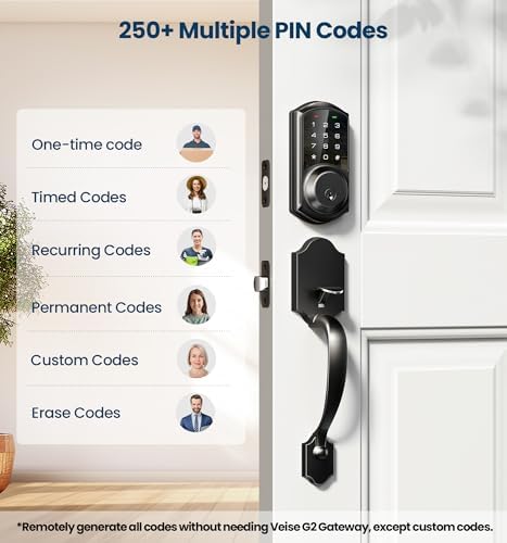 Veise VE06 Smart Lock for Front Door, App Control, Matte Black