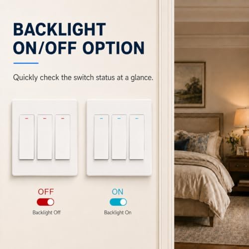 Smart Switch for Light 3 Gang, Neutral Wire Required, 2.4GHz Wi-Fi Switch Compatible with Alexa and Google Home, UL Certified