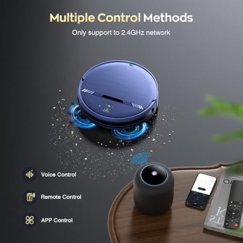 Robot Vacuum and Mop Combo, 2300Pa Strong Suction, 2-in-1 Dust Box and Water Tank, Works with Alexa/Google Assistant, Long Runtime, Schedule, Quiet, Ideal for Hard Floors, Low-Pile Carpets and Pets