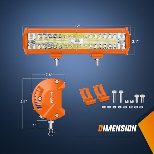 Nilight LED Light Bar 12Inch 300W Flood Spot Combo Triple Row Driving Lamp