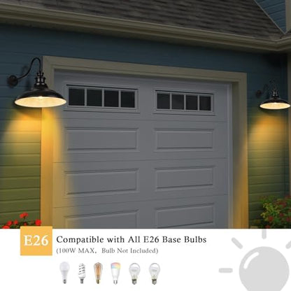 Exterior Farmhouse Barn Light,3PCS Dusk to Dawn Outdoor Lighting, 16 Inch Vintage Outside Garage Lights Fixtures for Patio Frontdoor Entryway Doorway, Matte Black