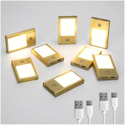 V4light Rechargeable Motion Sensor Night Light, 8-Pack Gold, 3000K