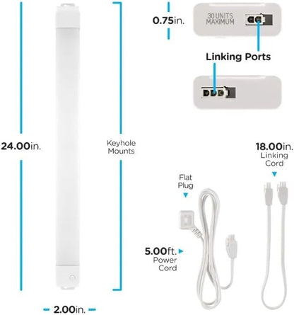 Enbrighten Vibe Plug-in Smart Under Cabinet Lights, 24in, Adjustable White from 2000K-6000K, Dimmable, Programmable Schedule Under Cabinet Lighting, Compatible with Alexa, Google Assistant, 58261-T1