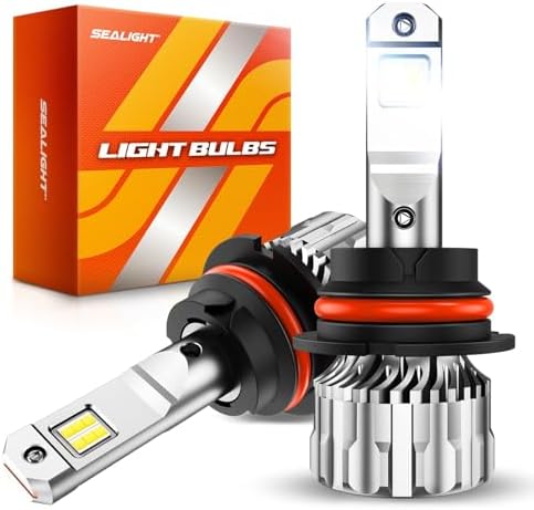 SEALIGHT 9007/HB5 Bulbs, 70000LM 800% Super Bright 9007 LED Bulbs, 6500K Cool White, 1:1 Size with 15000RPM Cooling Fan, Plug and Play, Side Marker Assemblies, Pack of 2