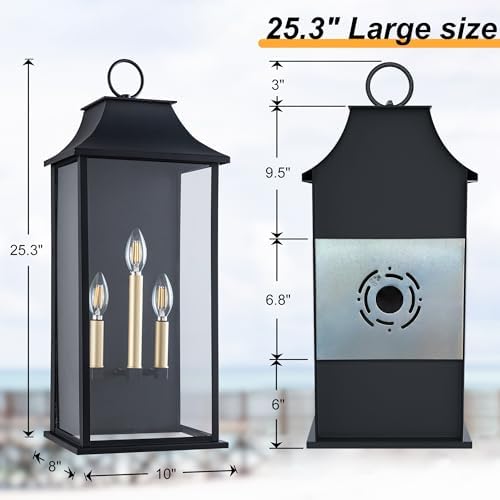 Dusk to Dawn Outdoor Wall Light, Black, 25.3" Exerior Lamp