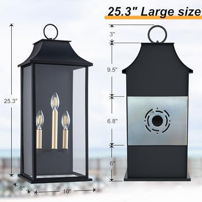 Dusk to Dawn Outdoor Wall Light, Black, 25.3" Exerior Lamp