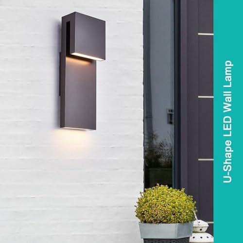 Tarentlight Modern Outdoor Indoor Integrated LED Wall Sconce, 2-Light Total 17W,Bronze Finish,1600 Lumens,3000 Kelvin,90 CRI, Dimmable,Input 120-277V,Weatherproof for Global Front Porch Decor Use.