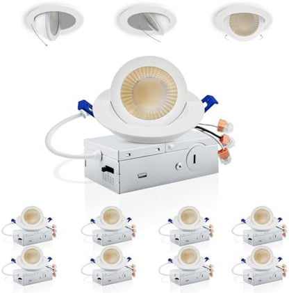 Adetu 3 Inch Gimbal LED Recessed Light, 5CCT, 7W=65W, 798LM, 8 Pack
