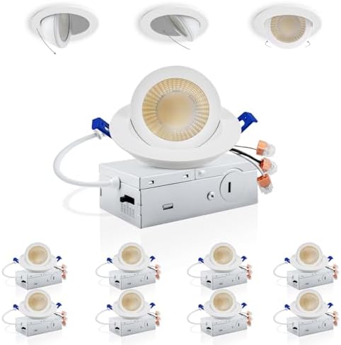 Adetu 3 Inch Gimbal LED Recessed Light, 5CCT, 7W=65W, 798LM, 8 Pack