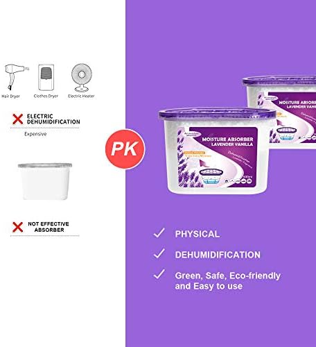 CANAGER Lavender Vanilla Moisture Absorber Box,Odor Eliminator and Dehumidifier Boxes for Closet,Bedroom,Kitchen,Bathroom-6 Packs,Cups - Traps Moisture for Fresher, Cleaner Air Purple