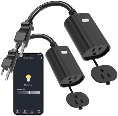 Eva's Light WiFi Outdoor Smart Plug, Smart Dimmer Plug, IP65 Waterproof Dimmable Outlet, 2.4Ghz Wi-Fi Plugs, Compatible with Alexa and Google Assitant, No Hub Requied, Max 400W, 2 Pack