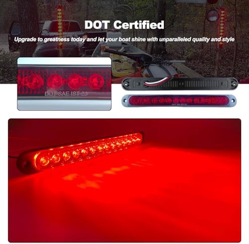 10" LED Trailer Brake Lights Bar Strip Aluminum Alloy Base Red Stop Turn Identification Side Marker Tail Lights Assembly for Truck Marine Boats, 15 LEDs 2Pcs