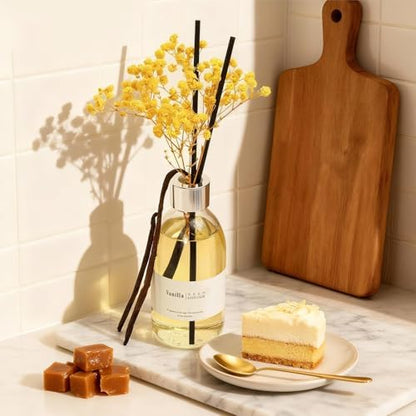 Clesh Reed Diffuser Set, 6.7 oz Vanilla Scented Diffuser with Sticks, Home Fragrance Reed Diffuser for Bathroom Shelf Decor