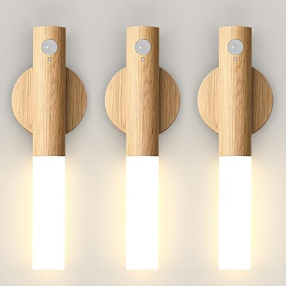 iThird Motion Sensor Wall Light Beech 3PCS, Battery Operated wall sconces