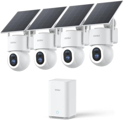 aosu D1 Max, 4-Cam Kit, 4K Solar Security Cameras System Wireless Outdoor