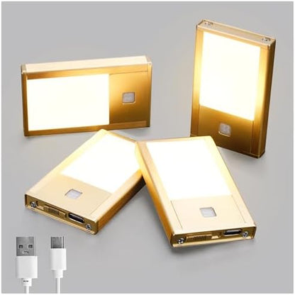 V4light Rechargeable Motion Sensor Night Light, 4-Pack Gold, 3000K
