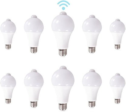 Wide Voltage Lights 10PCS AC85-220V 9W 12W15W LED PIR Motion Sensor Light Bulb E27 Smart Bulb Detector Sensor Lamp for Home Porch Yard Garage Lighting Household Bulbs