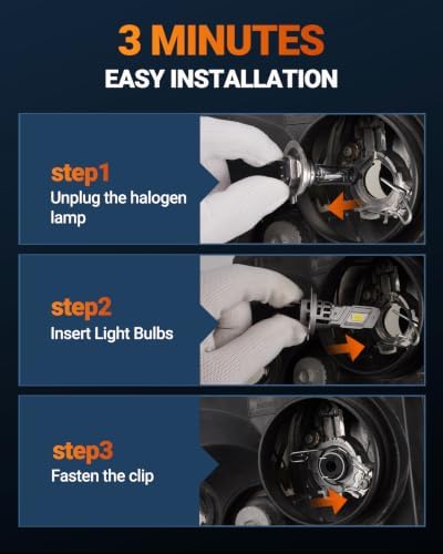 SEALIGHT H7 Fog Light Bulbs 900% Brightness 50000LM Super Bright,70000Hrs Long Service Life with Cooling Fan, White Light Easy 3-Minute Plug & Play Installation- Pack of 2