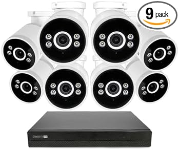 Swann AdvancedX 4K Wired NVR Security Camera System, 16 Channels, 8 Outdoor PoE Cameras, 2TB Hard Drive Storage, Color Night Vision, Video Analysis (8 Bullet Cameras 16 Channel NVR 8MP 2TB HDD)