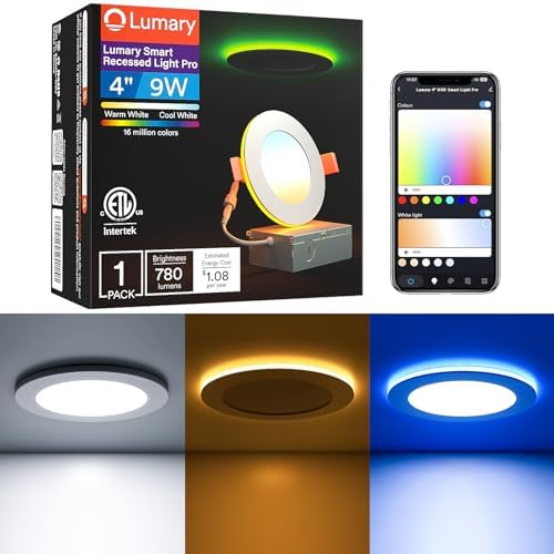 Lumary Smart Recessed Lighting Pro 4 Inch with RGB/Night Ring, 780LM 1Pack