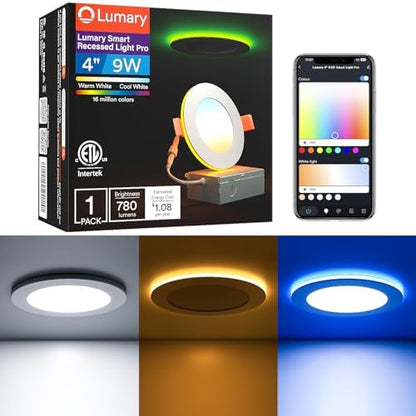 Lumary Smart Recessed Lighting Pro 4 Inch with RGB/Night Ring, 780LM 1Pack