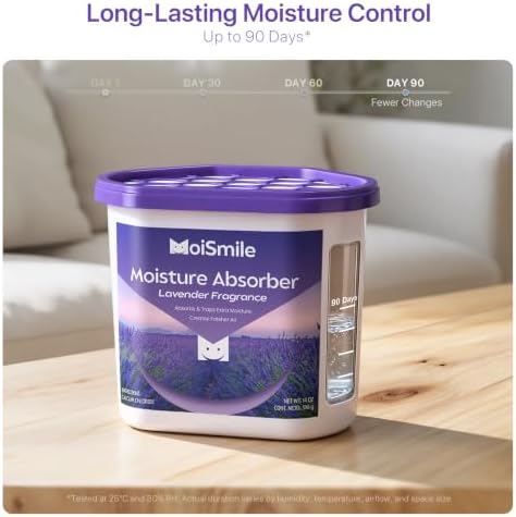 Large Moisture Absorber Buckets, 14 oz Each, Lavender Scent, 4 Pack
