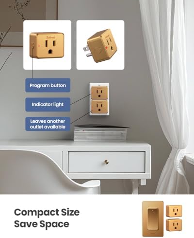 Zoiinet 2-Gang Wireless Outlet Switch, Upgrade Dual Remote Control Outlet