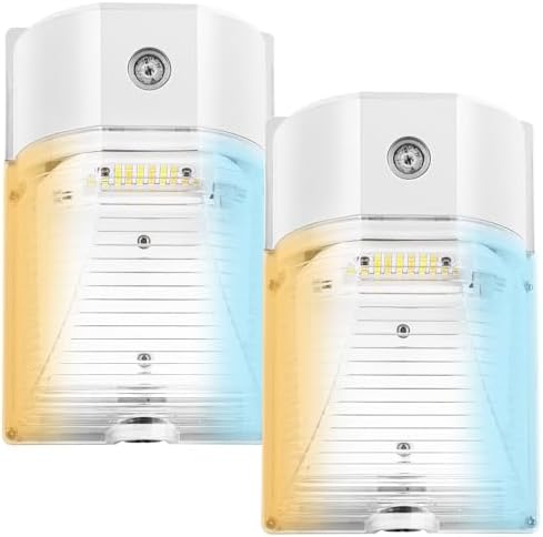 CINOTON 26W LED Wall Pack Light with Dusk to Dawn Sensor, 3CCT White 2Pack