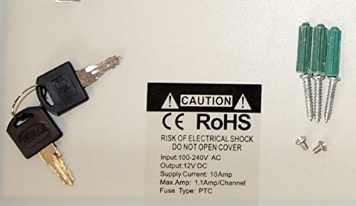 Evertech 16 Channel 12 Volt DC Output CCTV Distributed Power Supply Box for Security Camera with 18 Pcs. DC Male Pigtail