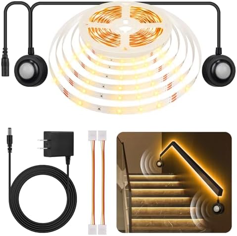 Dual Motion Sensor Light Strip Indoor Under Bed Lights Warm White 16.4Ft