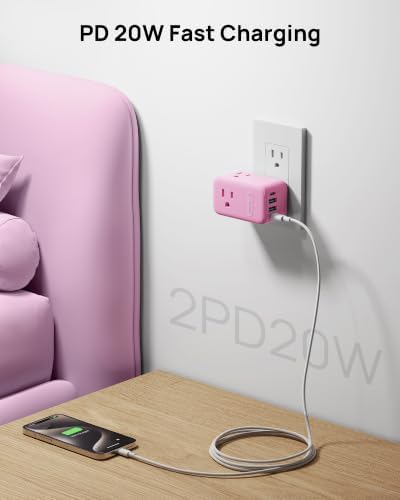 TROND Outlet Extender with USB C, 3 AC Outlet Splitter with 360 Rotation